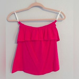 Lilly Pulitzer hot pink ruffle tube top SIZE:XS